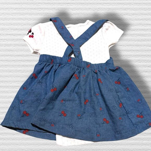 Disney Minnie Mouse Cherry Chambray Dress & Bodysuit Set in Blue Size 12 M - Picture 4 of 4